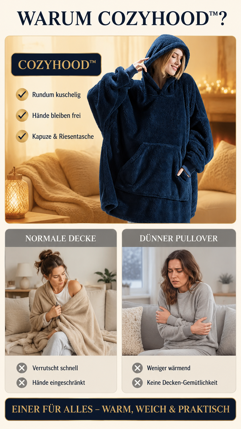 CozyHood™ – Flauschiger Deckenhoodie